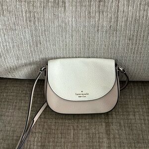 Kate Spade Leila Mini White and Tan Crossbody Bag